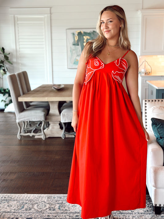 Red koi dress